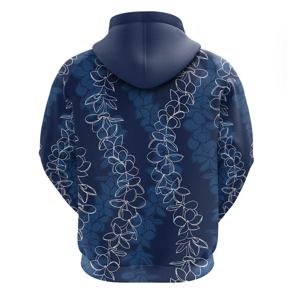 Hawaii Plumeria Lei Hoodie Aloha Festive Vibe - Navy Blue