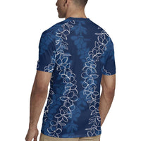 Hawaii Plumeria Lei Rugby Jersey Aloha Festive Vibe - Navy Blue