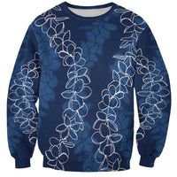 Hawaii Plumeria Lei Sweatshirt Aloha Festive Vibe - Navy Blue