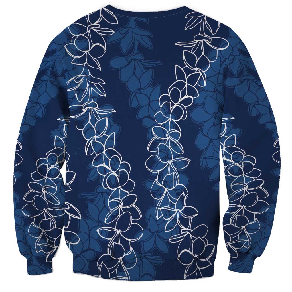 Hawaii Plumeria Lei Sweatshirt Aloha Festive Vibe - Navy Blue