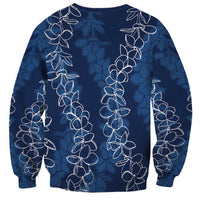 Hawaii Plumeria Lei Sweatshirt Aloha Festive Vibe - Navy Blue