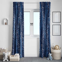 Hawaii Plumeria Lei Window Curtain Aloha Festive Vibe - Navy Blue
