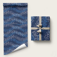 Hawaii Plumeria Lei Wrapping Paper Aloha Festive Vibe - Navy Blue