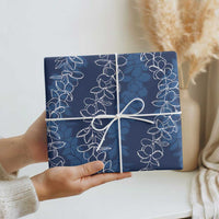 Hawaii Plumeria Lei Wrapping Paper Aloha Festive Vibe - Navy Blue
