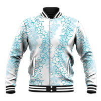 Hawaii Plumeria Lei Baseball Jacket Aloha Festive Vibe - Turquoise