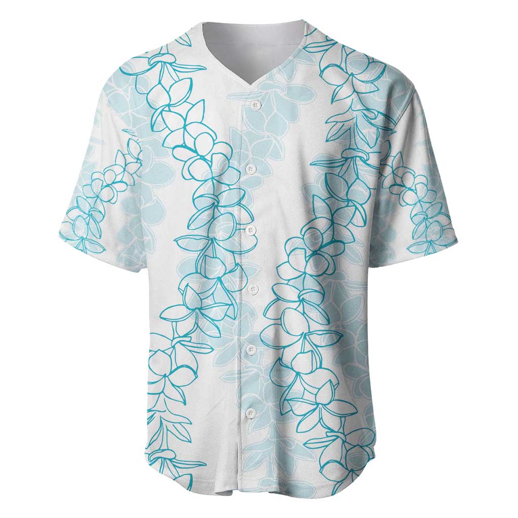 Hawaii Plumeria Lei Baseball Jersey Aloha Festive Vibe - Turquoise