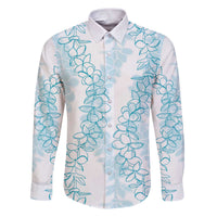 Hawaii Plumeria Lei Family Matching Puletasi and Hawaiian Shirt Aloha Festive Vibe - Turquoise