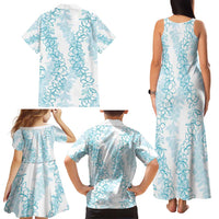 Hawaii Plumeria Lei Family Matching Tank Maxi Dress and Hawaiian Shirt Aloha Festive Vibe - Turquoise