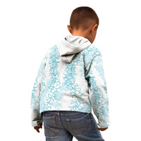 Hawaii Plumeria Lei Kid Hoodie Aloha Festive Vibe - Turquoise