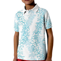Hawaii Plumeria Lei Kid Polo Shirt Aloha Festive Vibe - Turquoise