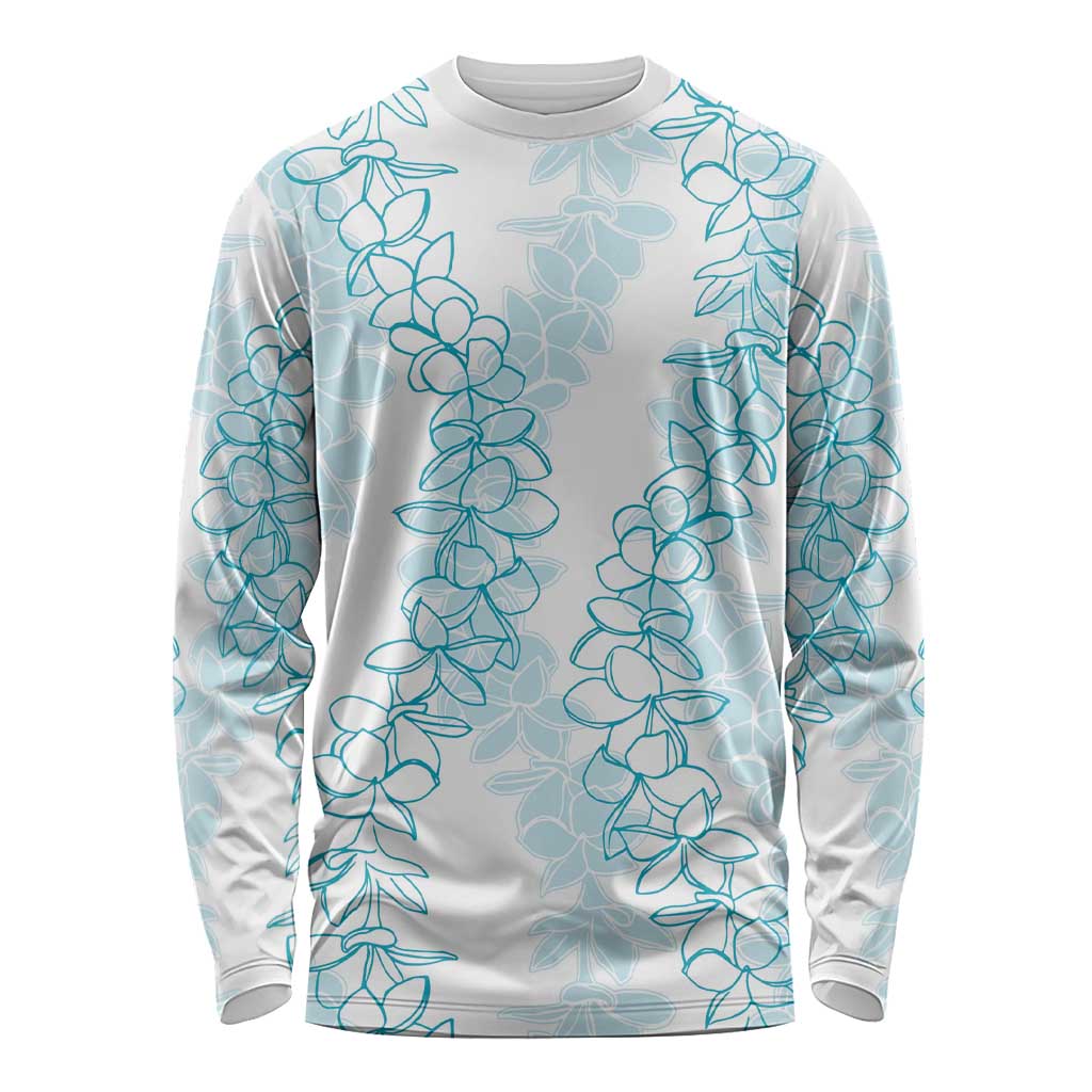Hawaii Plumeria Lei Long Sleeve Shirt Aloha Festive Vibe - Turquoise