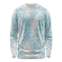 Hawaii Plumeria Lei Long Sleeve Shirt Aloha Festive Vibe - Turquoise