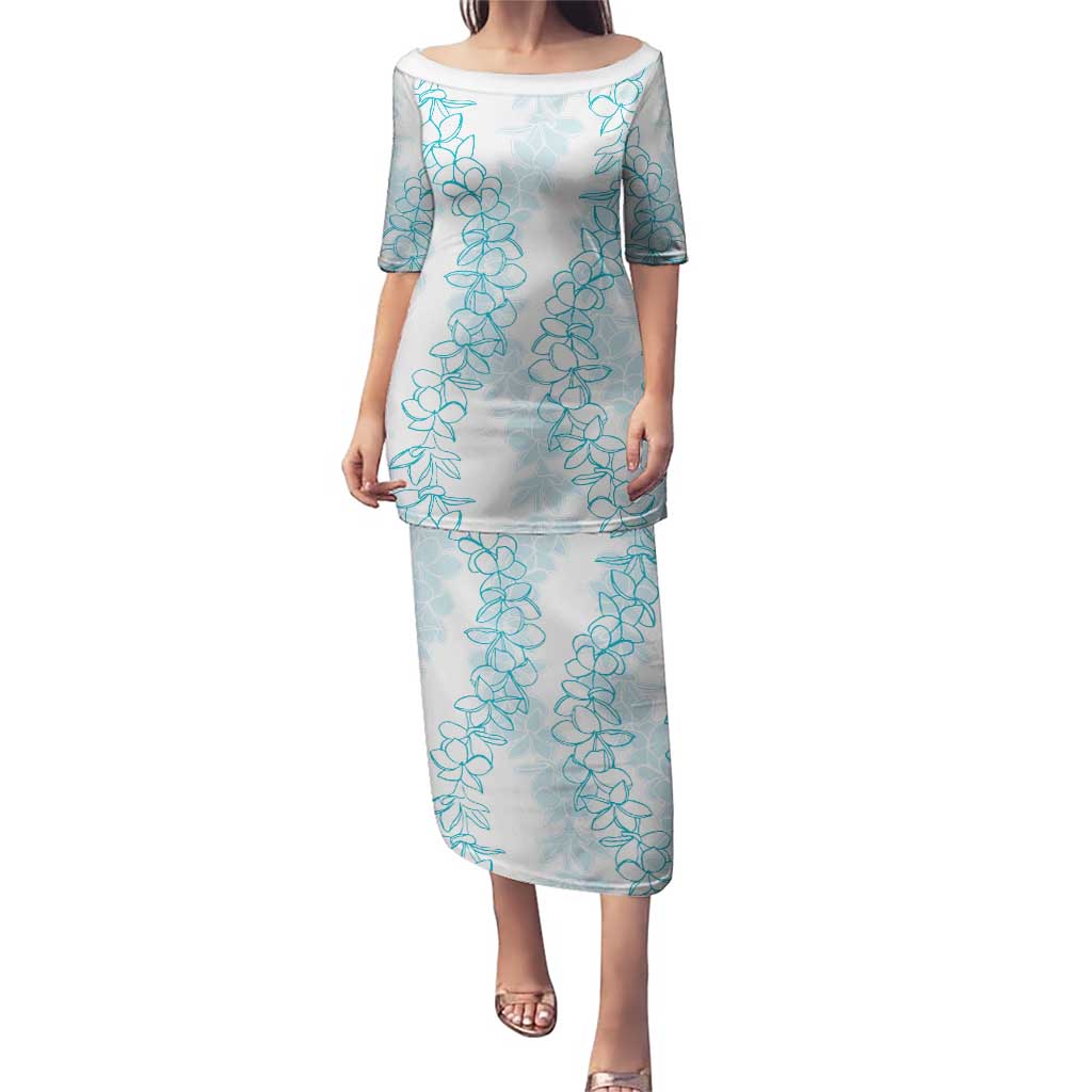 Hawaii Plumeria Lei Puletasi Aloha Festive Vibe - Turquoise