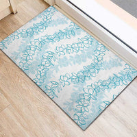 Hawaii Plumeria Lei Rubber Doormat Aloha Festive Vibe - Turquoise