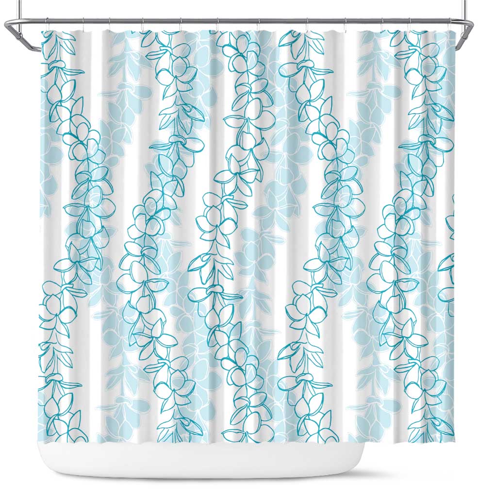 Hawaii Plumeria Lei Shower Curtain Aloha Festive Vibe - Turquoise