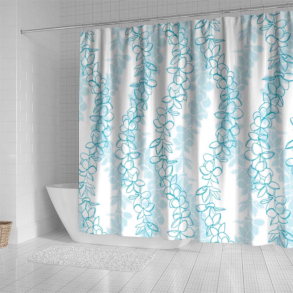 Hawaii Plumeria Lei Shower Curtain Aloha Festive Vibe - Turquoise