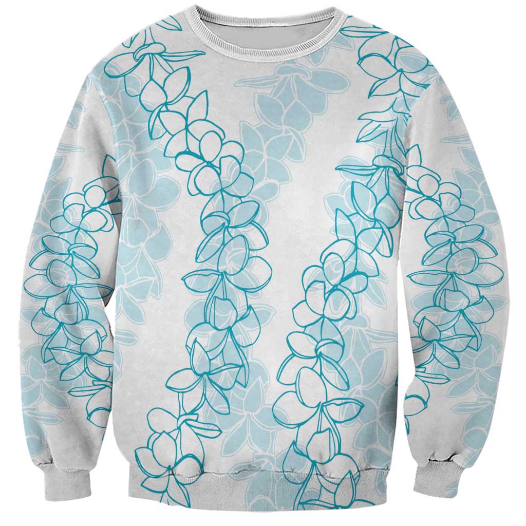 Hawaii Plumeria Lei Sweatshirt Aloha Festive Vibe - Turquoise