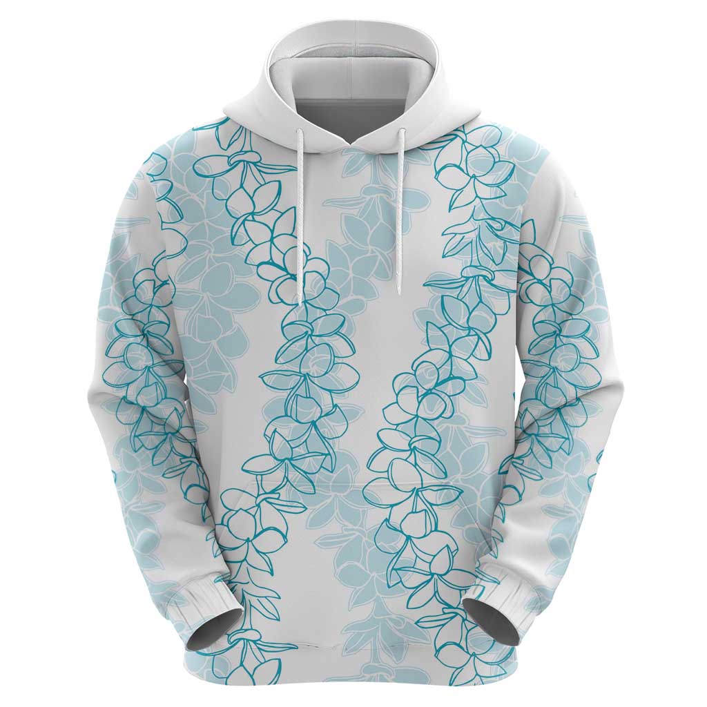 Hawaii Plumeria Lei Zip Hoodie Aloha Festive Vibe - Turquoise