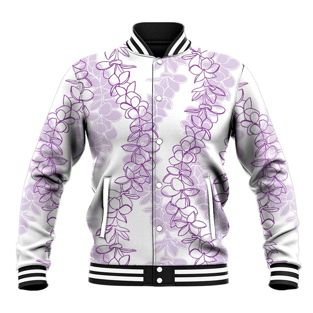 Hawaii Plumeria Lei Baseball Jacket Aloha Festive Vibe - Amethyst