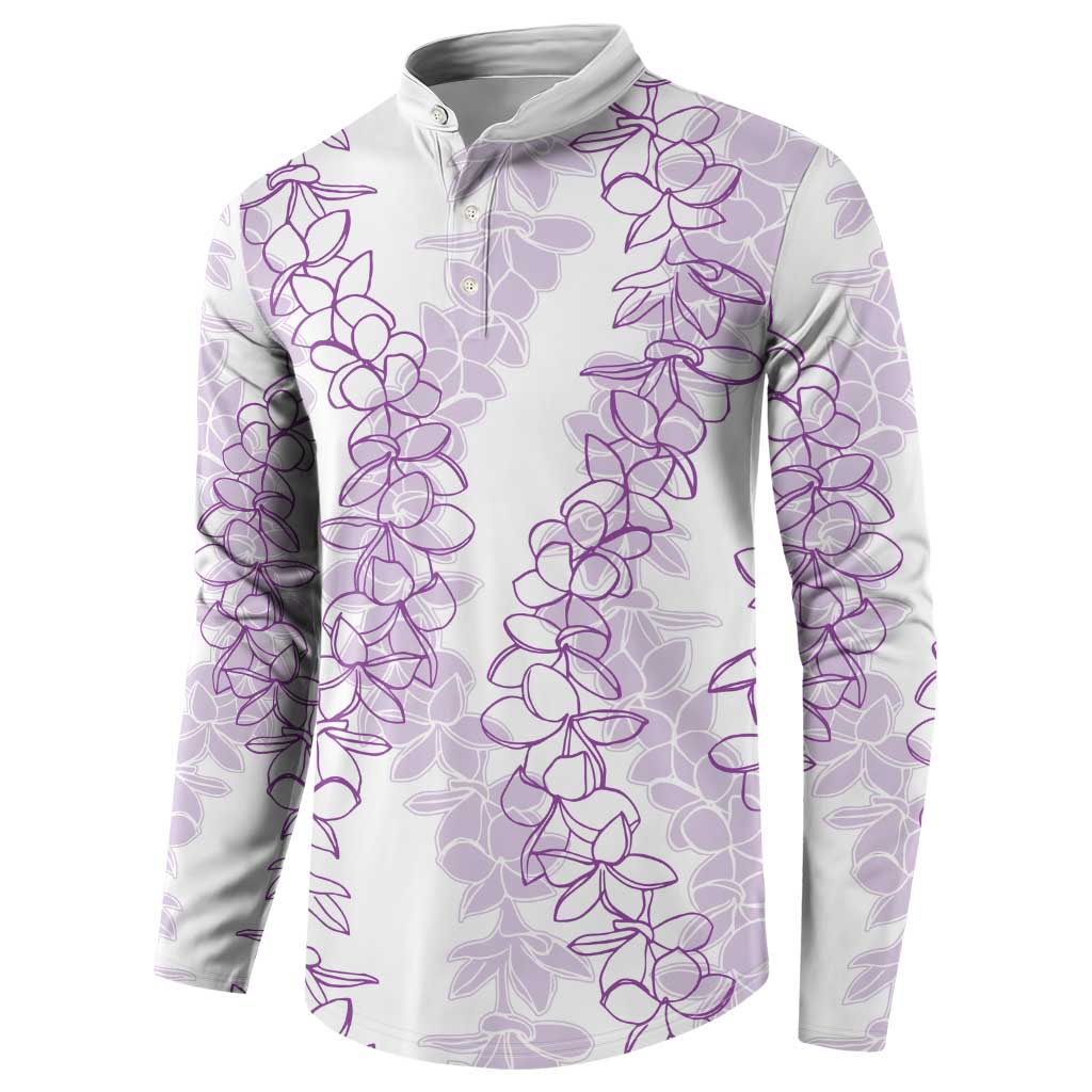Hawaii Plumeria Lei Button Sweatshirt Aloha Festive Vibe - Amethyst