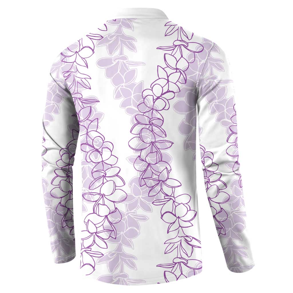 Hawaii Plumeria Lei Button Sweatshirt Aloha Festive Vibe - Amethyst