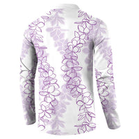 Hawaii Plumeria Lei Button Sweatshirt Aloha Festive Vibe - Amethyst