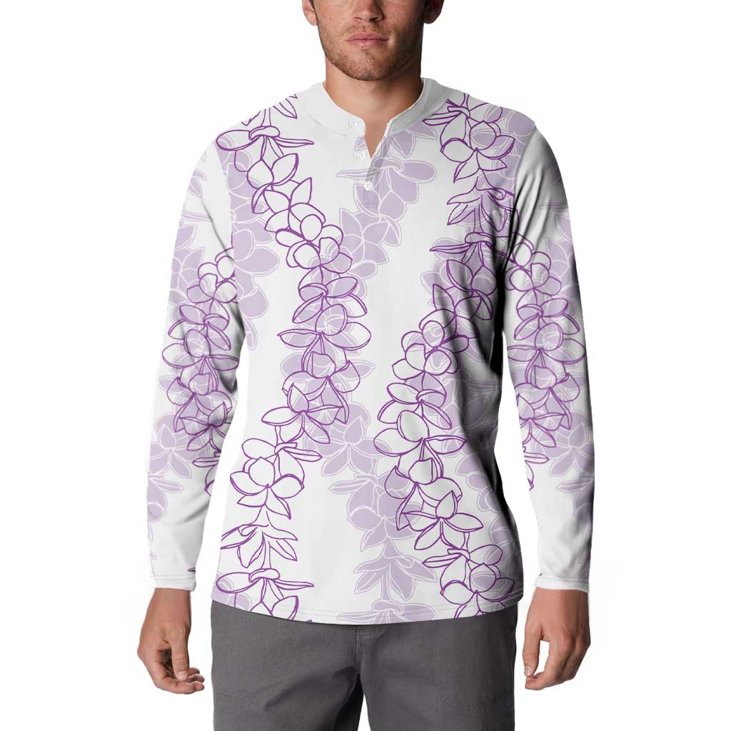 Hawaii Plumeria Lei Button Sweatshirt Aloha Festive Vibe - Amethyst