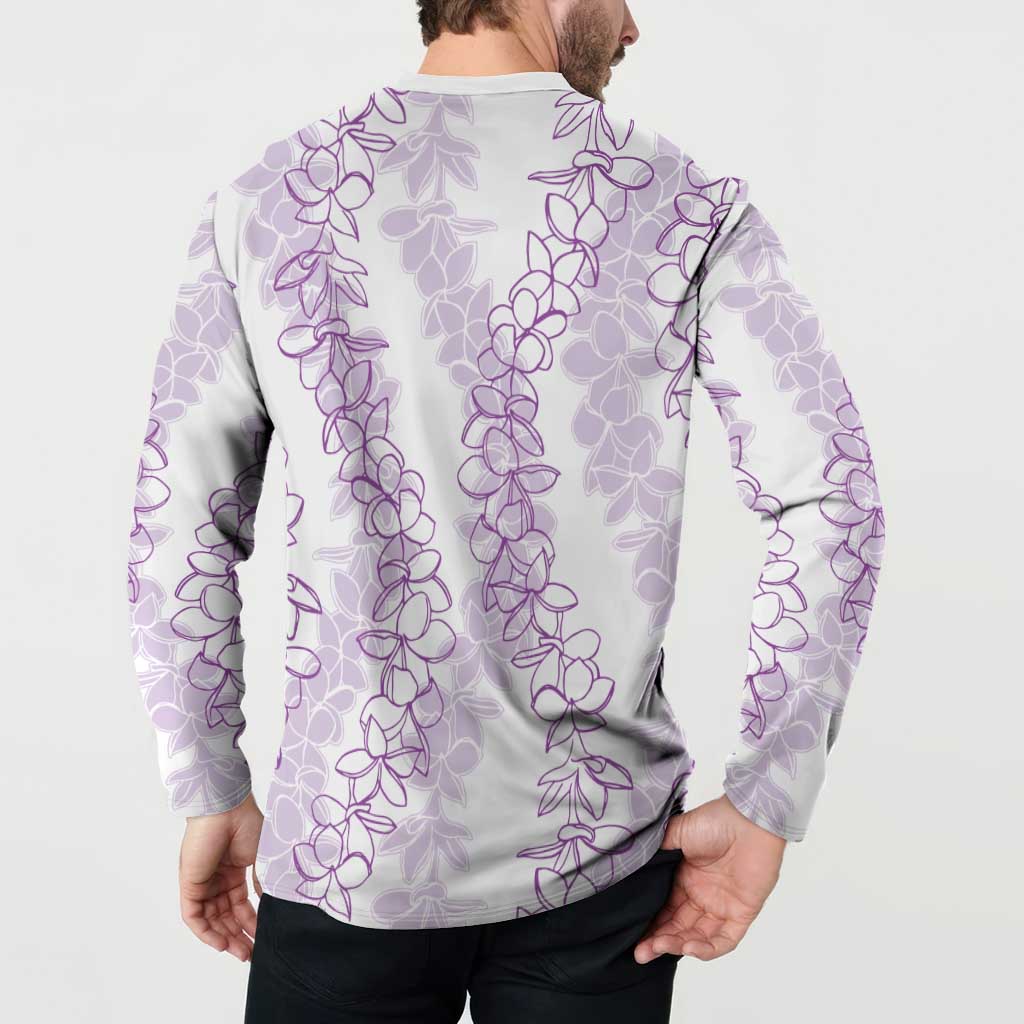 Hawaii Plumeria Lei Button Sweatshirt Aloha Festive Vibe - Amethyst