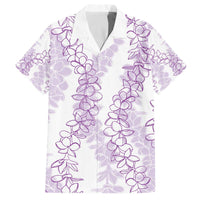 Hawaii Plumeria Lei Family Matching Puletasi and Hawaiian Shirt Aloha Festive Vibe - Amethyst