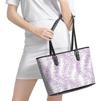 Hawaii Plumeria Lei Leather Tote Bag Aloha Festive Vibe - Amethyst