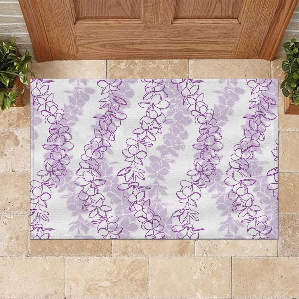 Hawaii Plumeria Lei Rubber Doormat Aloha Festive Vibe - Amethyst