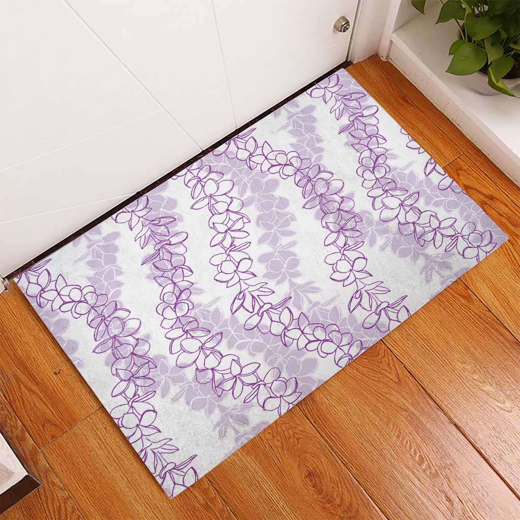 Hawaii Plumeria Lei Rubber Doormat Aloha Festive Vibe - Amethyst