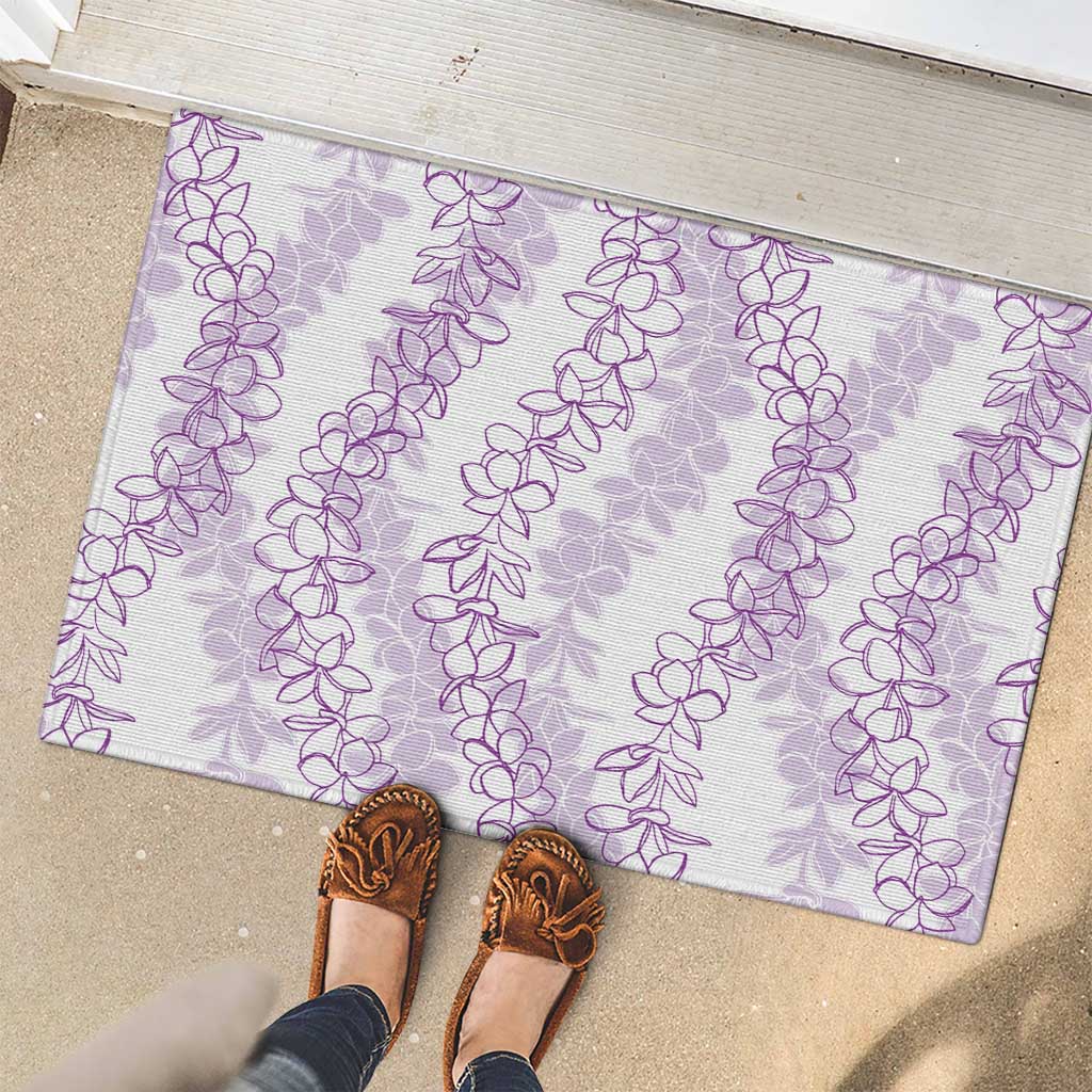 Hawaii Plumeria Lei Rubber Doormat Aloha Festive Vibe - Amethyst