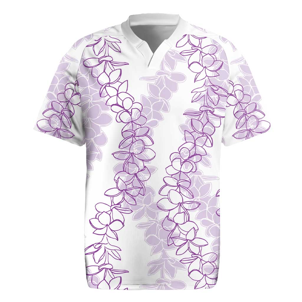Hawaii Plumeria Lei Rugby Jersey Aloha Festive Vibe - Amethyst