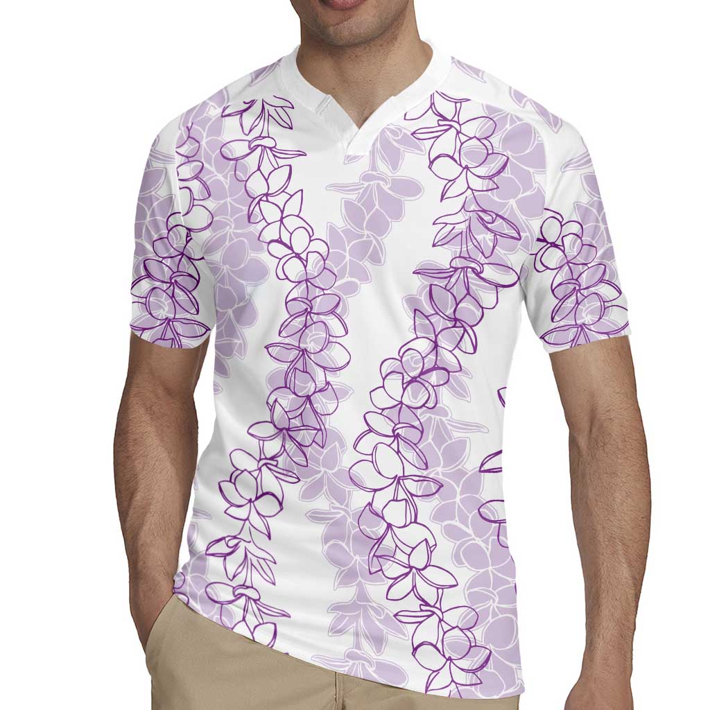 Hawaii Plumeria Lei Rugby Jersey Aloha Festive Vibe - Amethyst