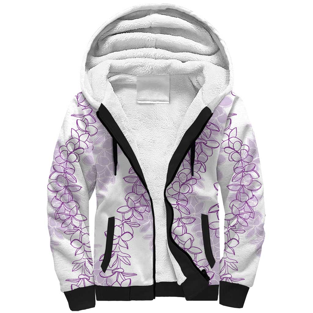 Hawaii Plumeria Lei Sherpa Hoodie Aloha Festive Vibe - Amethyst