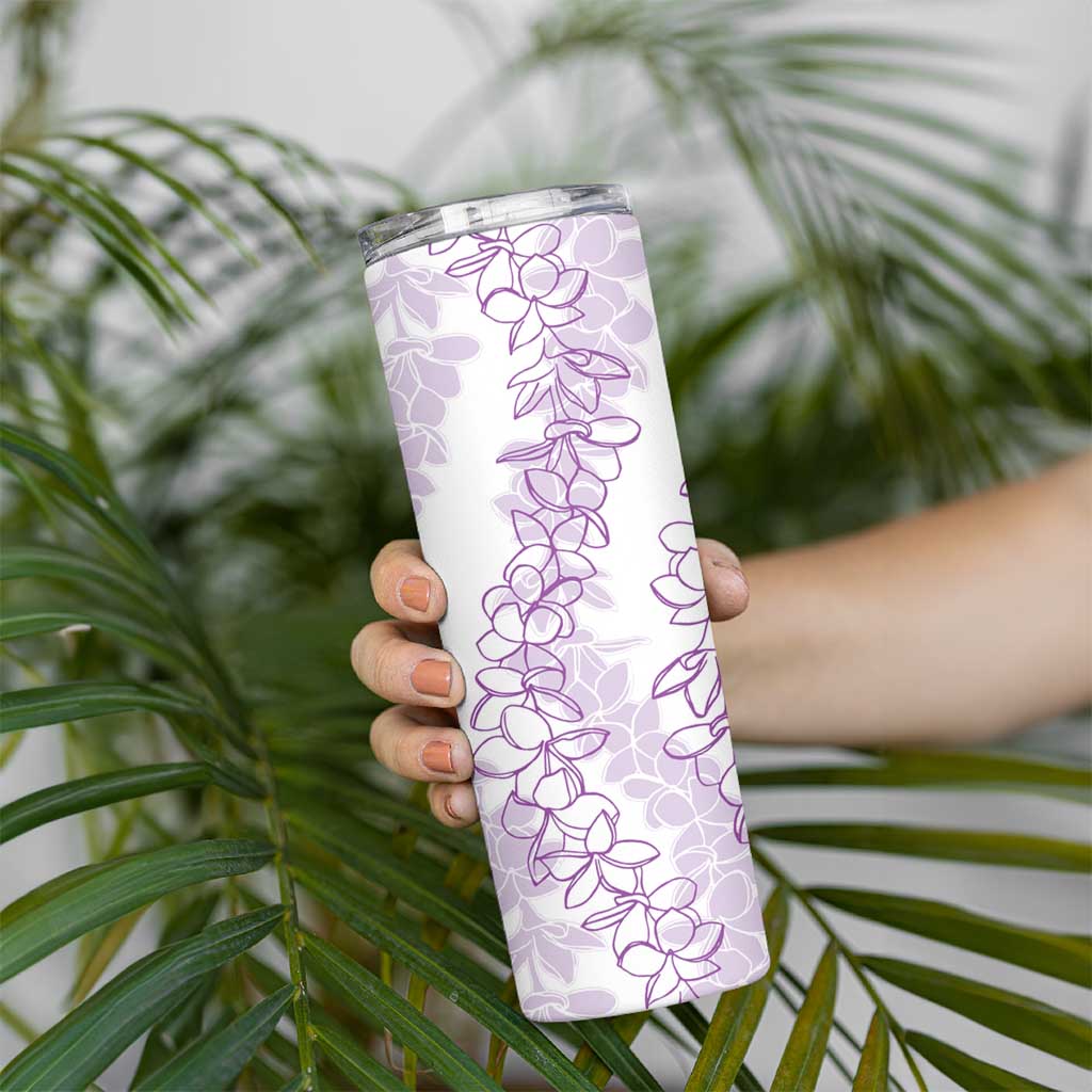 Hawaii Plumeria Lei Skinny Tumbler Aloha Festive Vibe - Amethyst