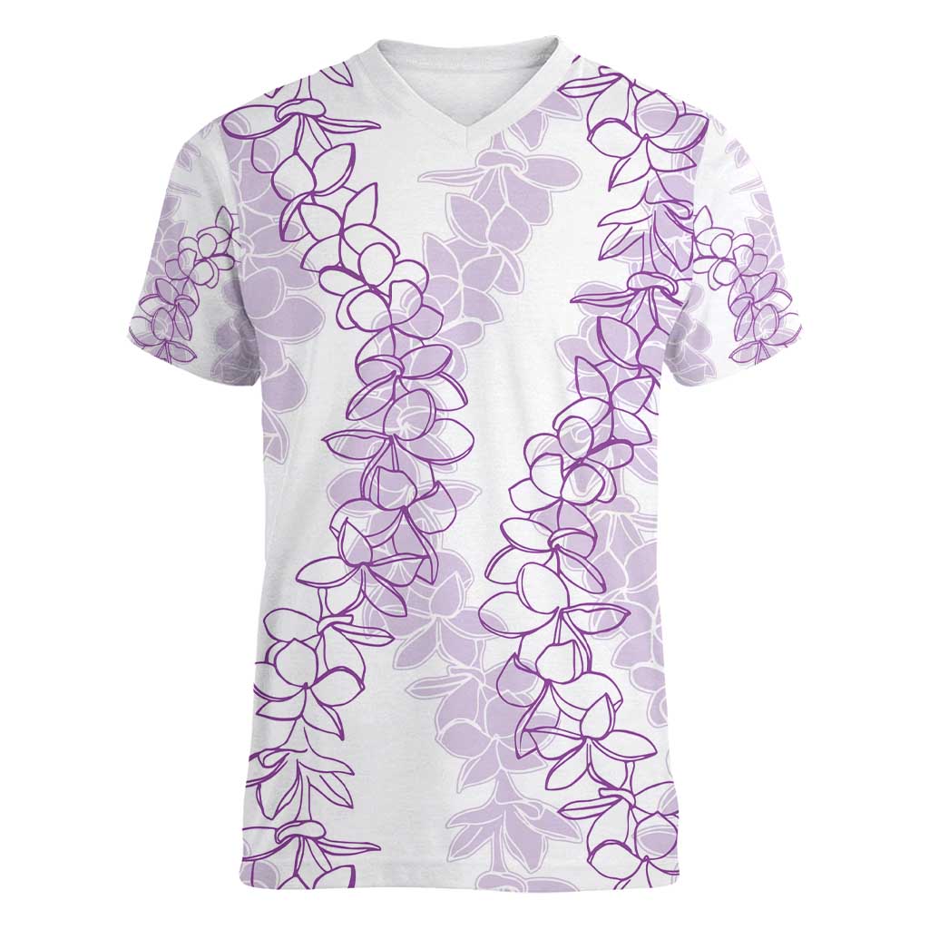 Hawaii Plumeria Lei Women V-Neck T-Shirt Aloha Festive Vibe - Amethyst LT7 Female Amethyst - Polynesian Pride