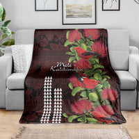 Hawaii Mele Kalikimaka Kakau Blanket I'iwi Bird on Ohia Lehua
