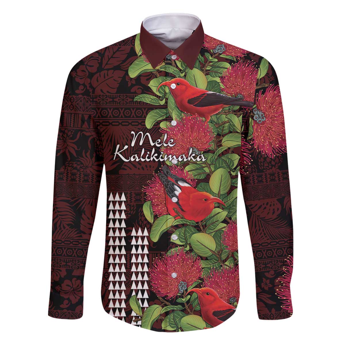 Hawaii Mele Kalikimaka Kakau Family Matching Off Shoulder Short Dress and Hawaiian Shirt I'iwi Bird on Ohia Lehua