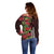 Hawaii Mele Kalikimaka Kakau Off Shoulder Sweater I'iwi Bird on Ohia Lehua