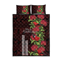 Hawaii Mele Kalikimaka Kakau Quilt Bed Set I'iwi Bird on Ohia Lehua