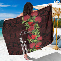 Hawaii Mele Kalikimaka Kakau Sarong I'iwi Bird on Ohia Lehua