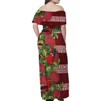 Hawaii Christmas Mele Kalikimaka Family Matching Off Shoulder Maxi Dress and Hawaiian Shirt I'iwi Bird on Ohia Lehua LT7 - Polynesian Pride