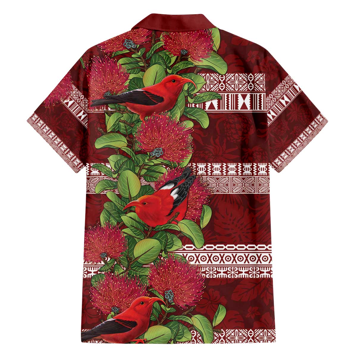Hawaii Christmas Mele Kalikimaka Family Matching Off Shoulder Short Dress and Hawaiian Shirt I'iwi Bird on Ohia Lehua LT7 - Polynesian Pride