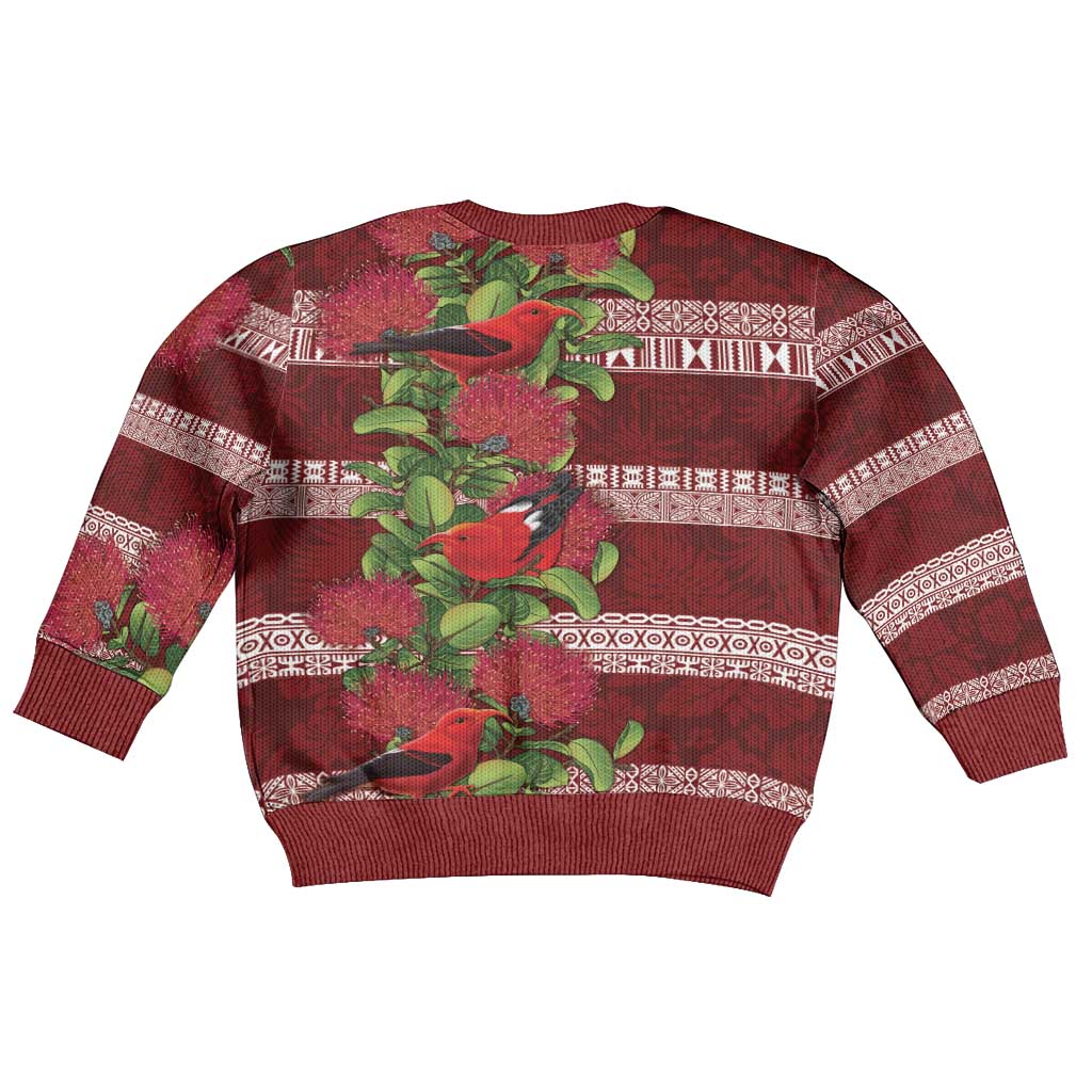 Hawaii Christmas Mele Kalikimaka Kid Ugly Christmas Sweater I'iwi Bird on Ohia Lehua