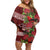 Hawaii Christmas Mele Kalikimaka Off Shoulder Short Dress I'iwi Bird on Ohia Lehua