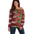 Hawaii Christmas Mele Kalikimaka Off Shoulder Sweater I'iwi Bird on Ohia Lehua