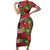 Hawaii Christmas Mele Kalikimaka Short Sleeve Bodycon Dress I'iwi Bird on Ohia Lehua