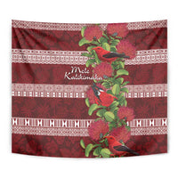 Hawaii Christmas Mele Kalikimaka Tapestry I'iwi Bird on Ohia Lehua